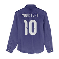 Japan Football Custom Women Casual Shirt Japanese Culture with Sashiko Effect