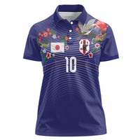 Japan Football Custom Women Polo Shirt Japanese Culture with Sashiko Effect