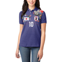Japan Football Custom Women Polo Shirt Japanese Culture with Sashiko Effect