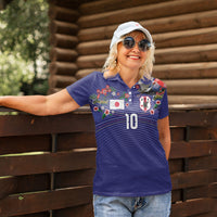 Japan Football Custom Women Polo Shirt Japanese Culture with Sashiko Effect