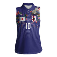 Japan Football Custom Women Sleeveless Polo Shirt Japanese Culture with Sashiko Effect