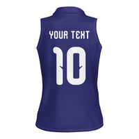 Japan Football Custom Women Sleeveless Polo Shirt Japanese Culture with Sashiko Effect