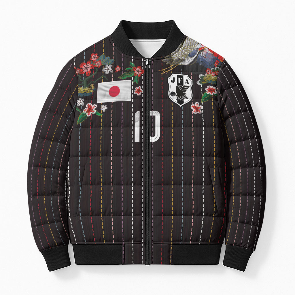 Japan Football Custom Bomber Puffer Jacket Colors Beyond Horizon Sashiko Effect Black Version