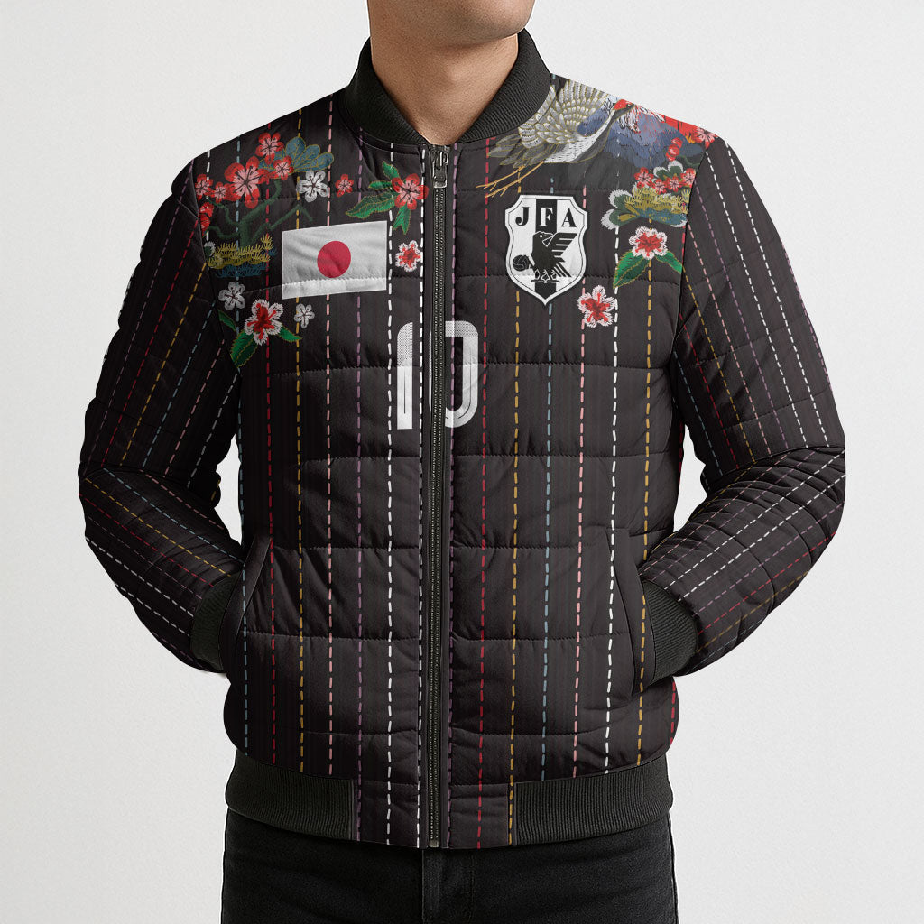 Japan Football Custom Bomber Puffer Jacket Colors Beyond Horizon Sashiko Effect Black Version