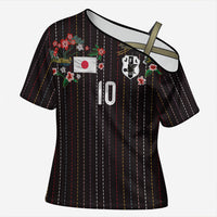 Japan Football Custom Cross Shoulder Shirt Colors Beyond Horizon Sashiko Effect Black Version