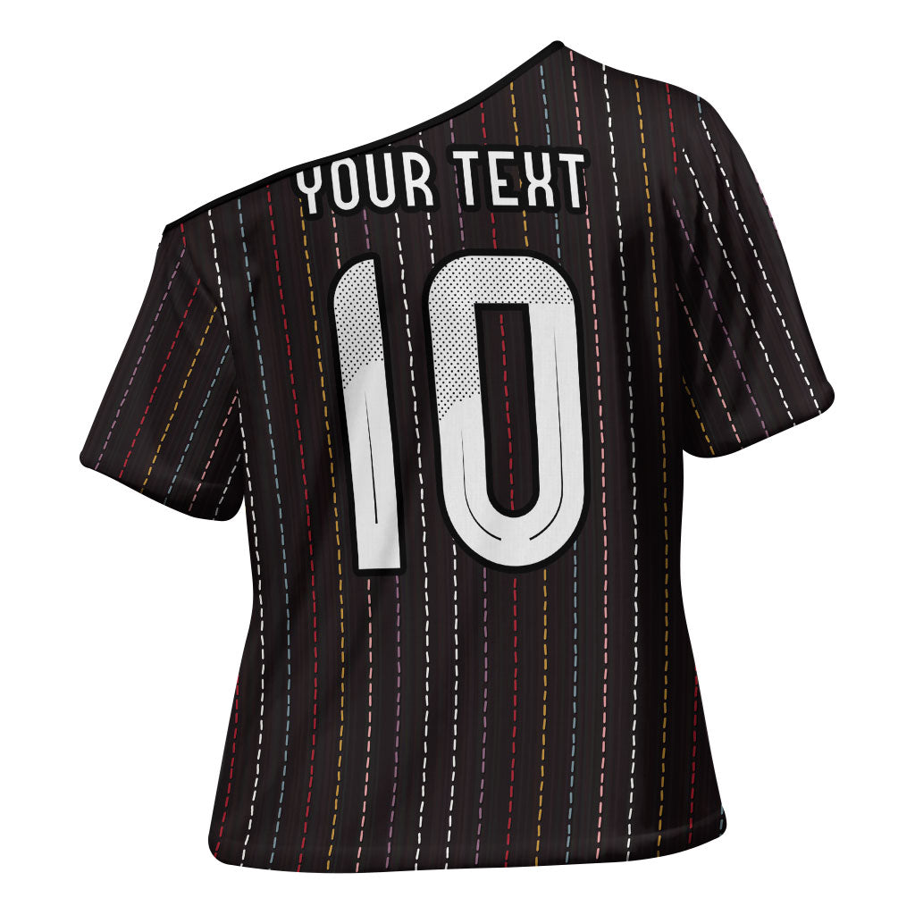 Japan Football Custom Cross Shoulder Shirt Colors Beyond Horizon Sashiko Effect Black Version