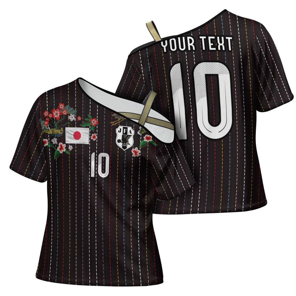 Japan Football Custom Cross Shoulder Shirt Colors Beyond Horizon Sashiko Effect Black Version