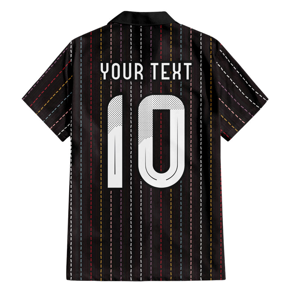 Japan Football Custom Hawaiian Shirt Colors Beyond Horizon Sashiko Effect Black Version