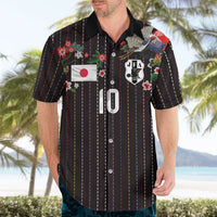 Japan Football Custom Hawaiian Shirt Colors Beyond Horizon Sashiko Effect Black Version