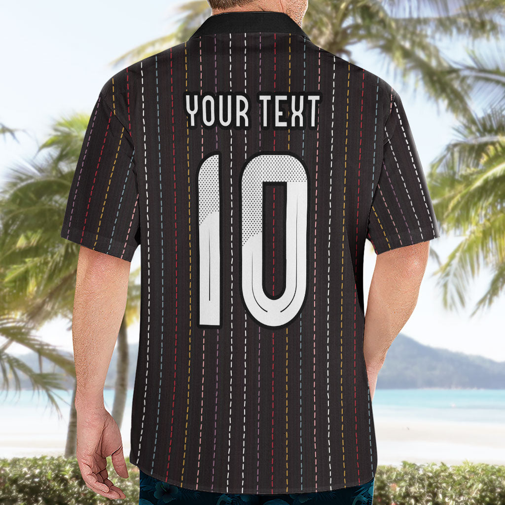 Japan Football Custom Hawaiian Shirt Colors Beyond Horizon Sashiko Effect Black Version