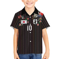 Japan Football Custom Hawaiian Shirt Colors Beyond Horizon Sashiko Effect Black Version