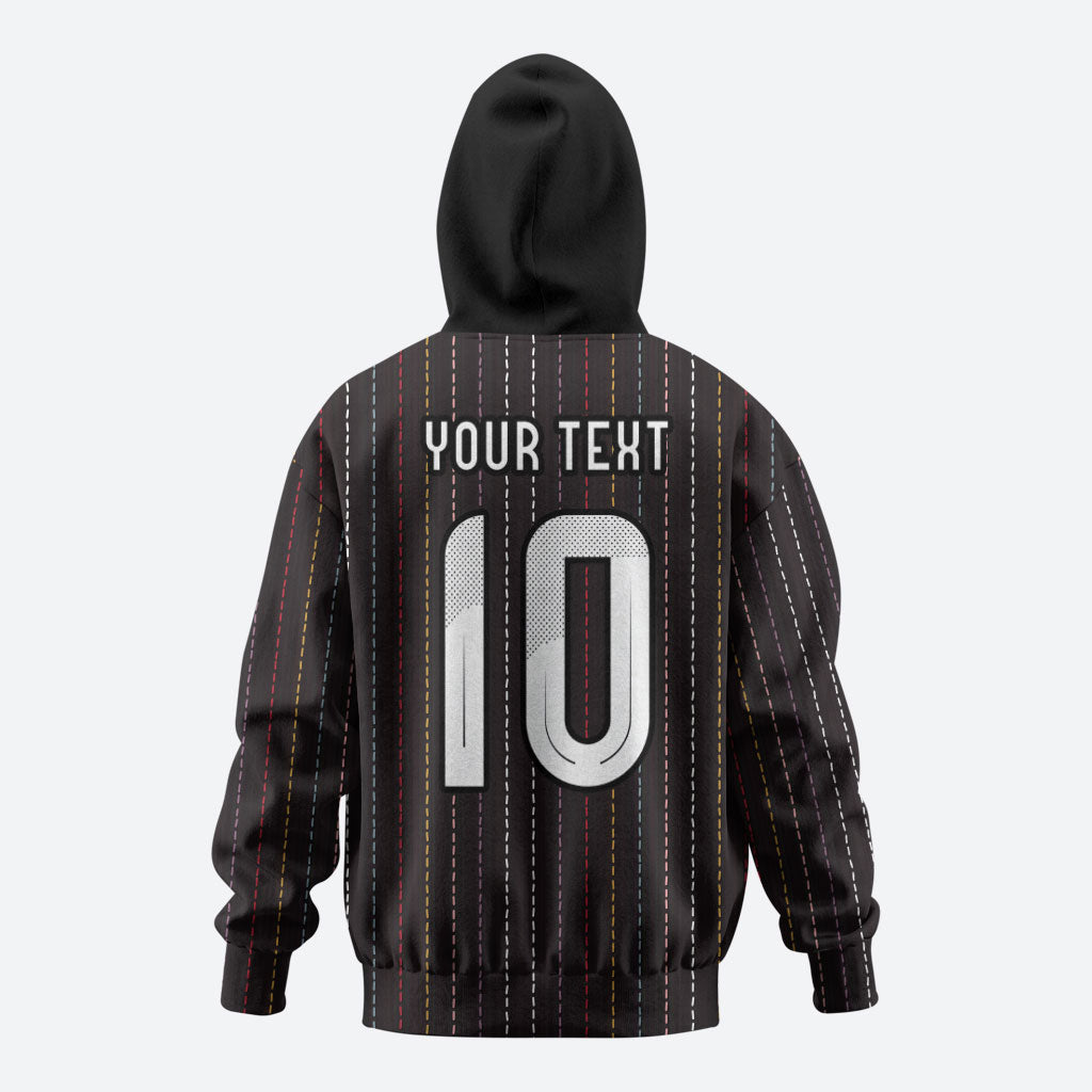 Japan Football Custom Hoodie Colors Beyond Horizon Sashiko Effect Black Version