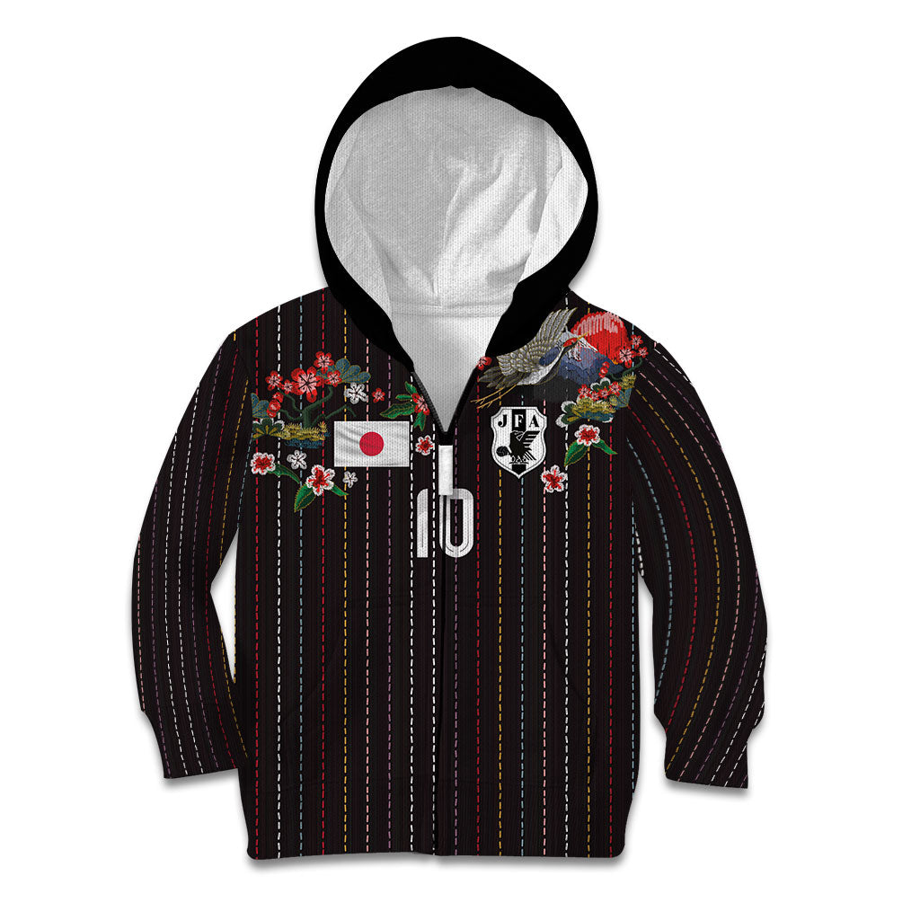 Japan Football Custom Kid Hoodie Colors Beyond Horizon Sashiko Effect Black Version