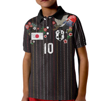 Japan Football Custom Kid Polo Shirt Colors Beyond Horizon Sashiko Effect Black Version