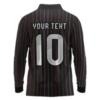 Japan Football Custom Long Sleeve Polo Shirt Colors Beyond Horizon Sashiko Effect Black Version