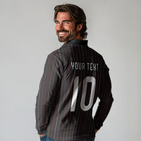 Japan Football Custom Long Sleeve Polo Shirt Colors Beyond Horizon Sashiko Effect Black Version