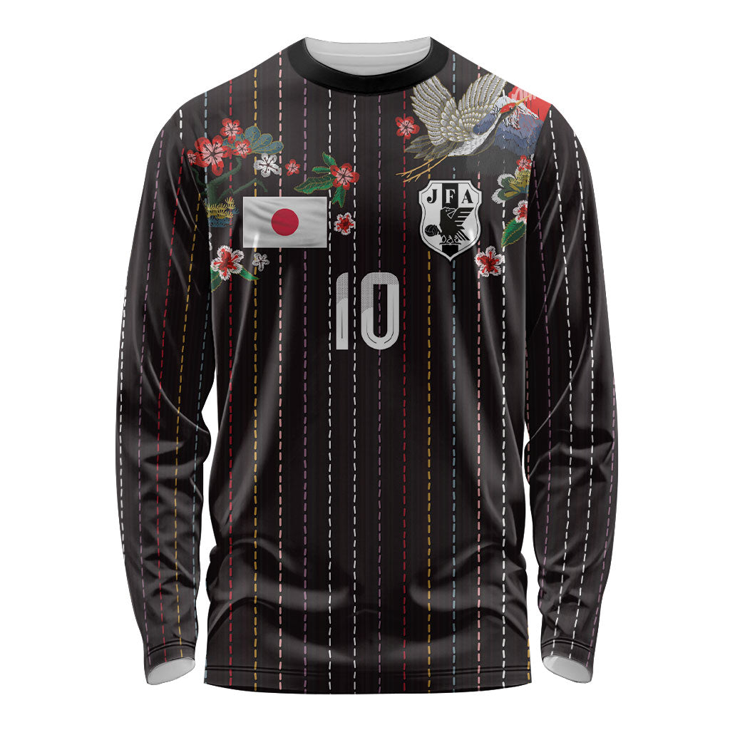 Japan Football Custom Long Sleeve Shirt Colors Beyond Horizon Sashiko Effect Black Version