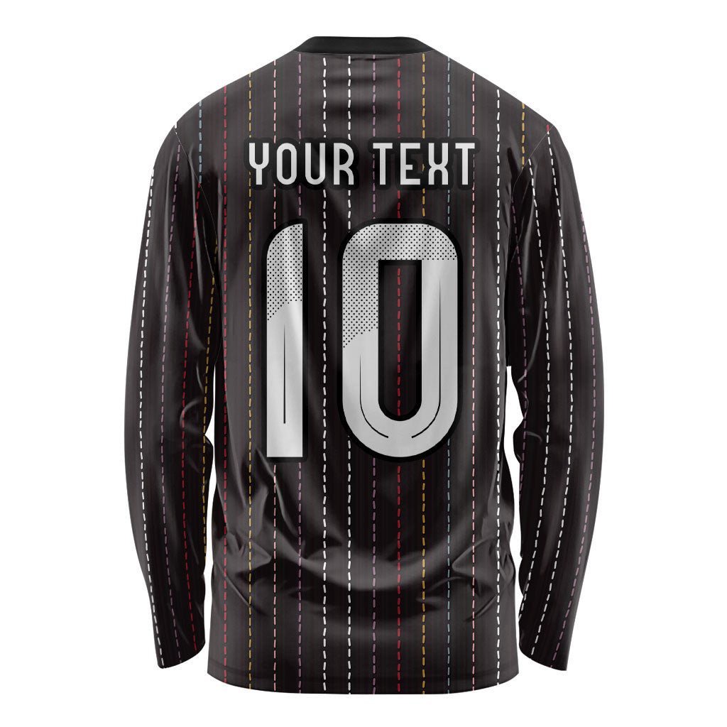 Japan Football Custom Long Sleeve Shirt Colors Beyond Horizon Sashiko Effect Black Version