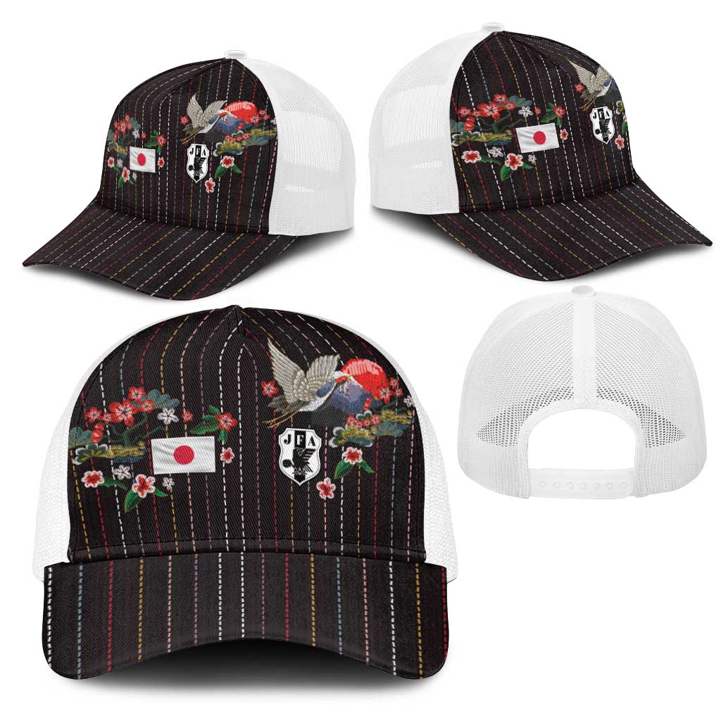 Japan Football Mesh Trucker Cap Colors Beyond Horizon Sashiko Effect Black Version