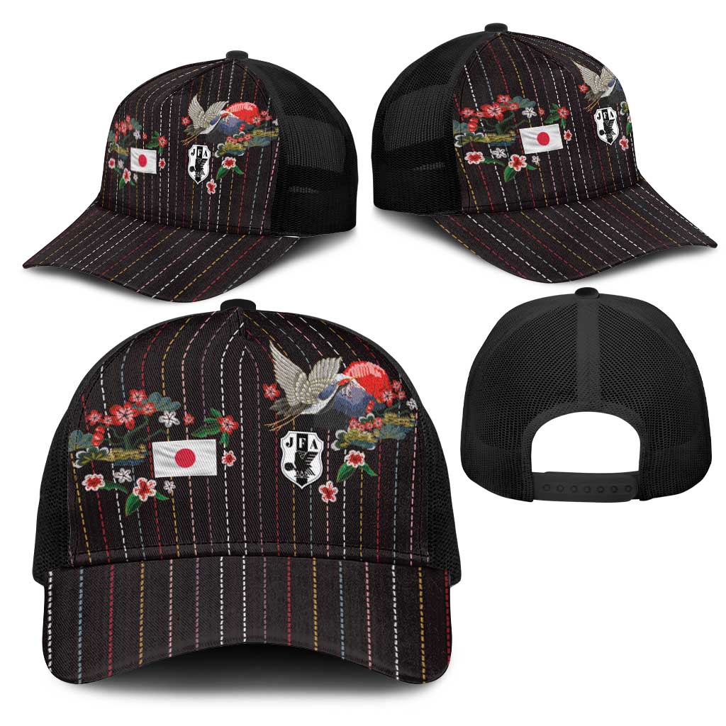 Japan Football Mesh Trucker Cap Colors Beyond Horizon Sashiko Effect Black Version