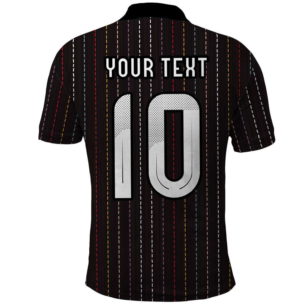 Japan Football Custom Polo Shirt Colors Beyond Horizon Sashiko Effect Black Version