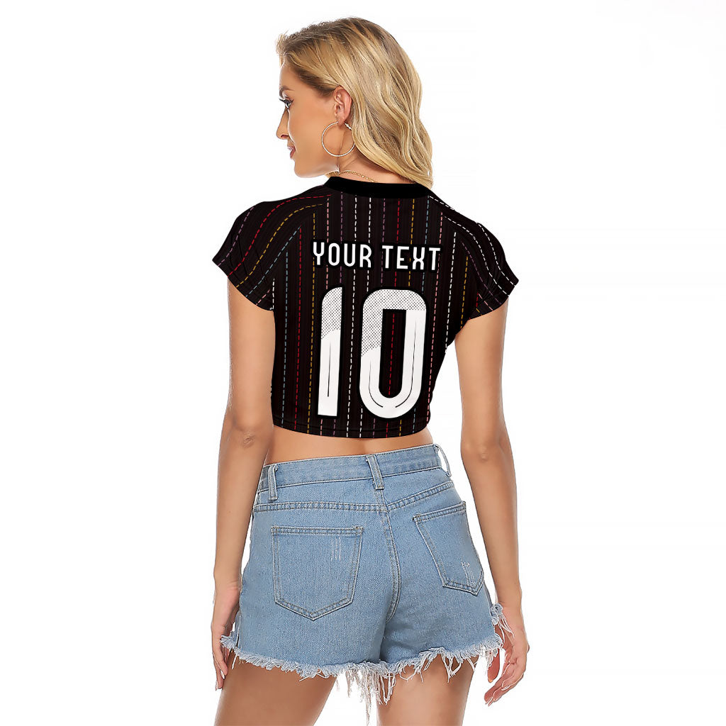 Japan Football Custom Raglan Cropped T Shirt Colors Beyond Horizon Sashiko Effect Black Version