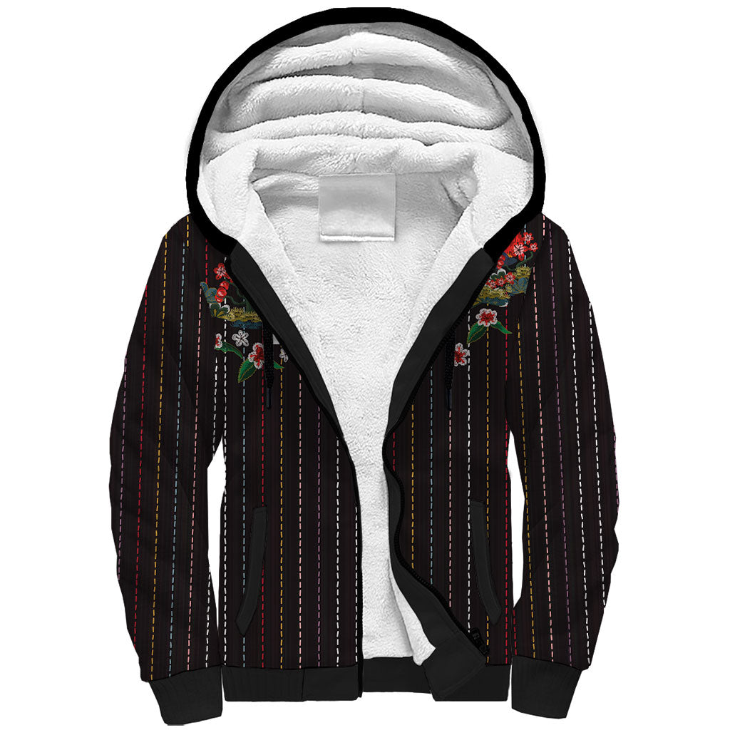 Japan Football Custom Sherpa Hoodie Colors Beyond Horizon Sashiko Effect Black Version