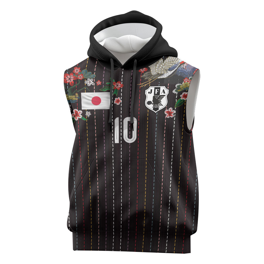 Japan Football Custom Sleeveless Hoodie Colors Beyond Horizon Sashiko Effect Black Version