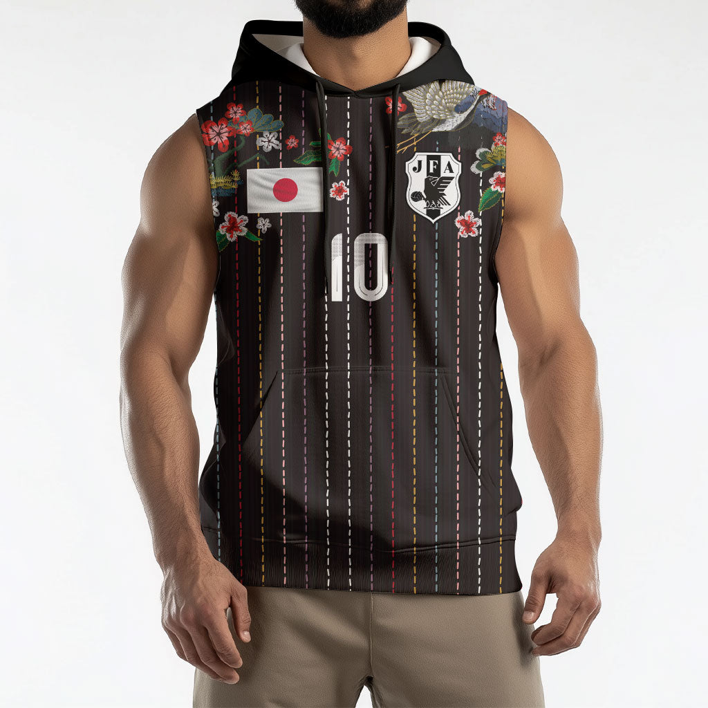 Japan Football Custom Sleeveless Hoodie Colors Beyond Horizon Sashiko Effect Black Version
