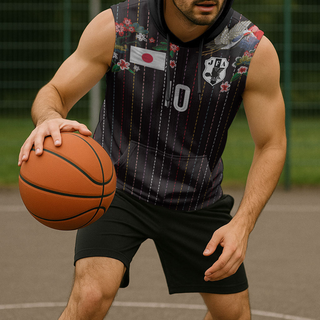 Japan Football Custom Sleeveless Hoodie Colors Beyond Horizon Sashiko Effect Black Version