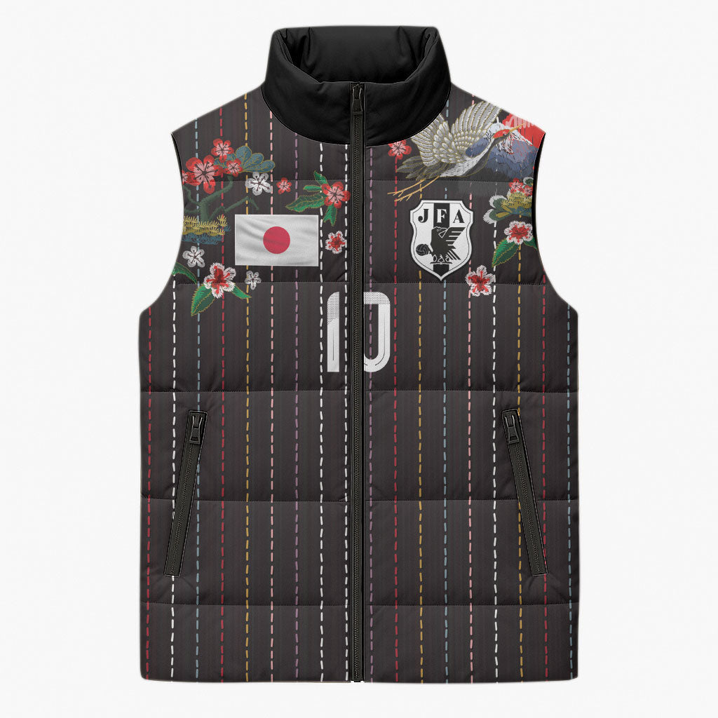 Japan Football Custom Sleeveless Puffer Jacket Colors Beyond Horizon Sashiko Effect Black Version
