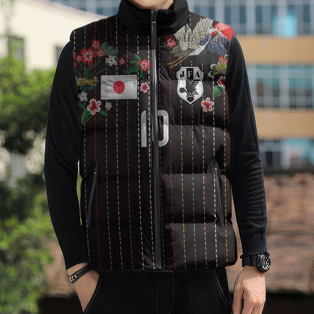 Japan Football Custom Sleeveless Puffer Jacket Colors Beyond Horizon Sashiko Effect Black Version