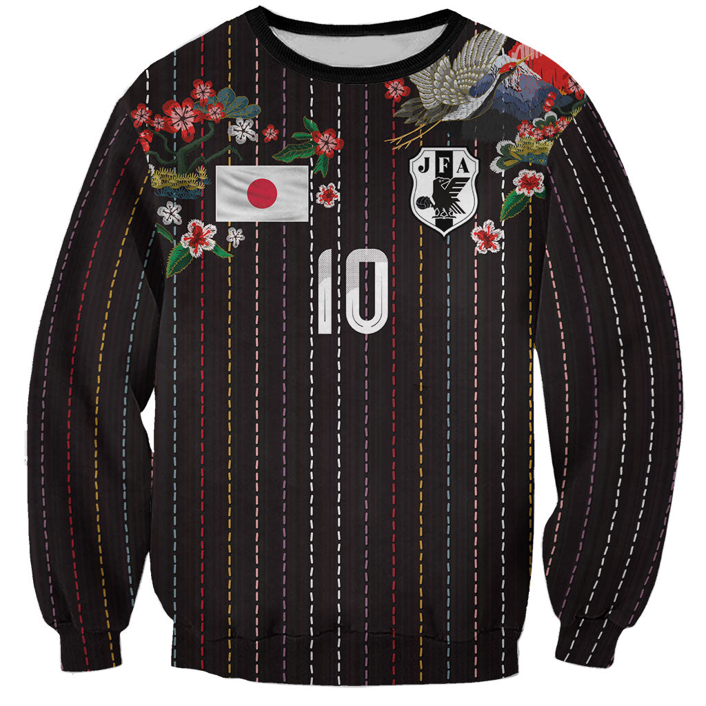 Japan Football Custom Sweatshirt Colors Beyond Horizon Sashiko Effect Black Version