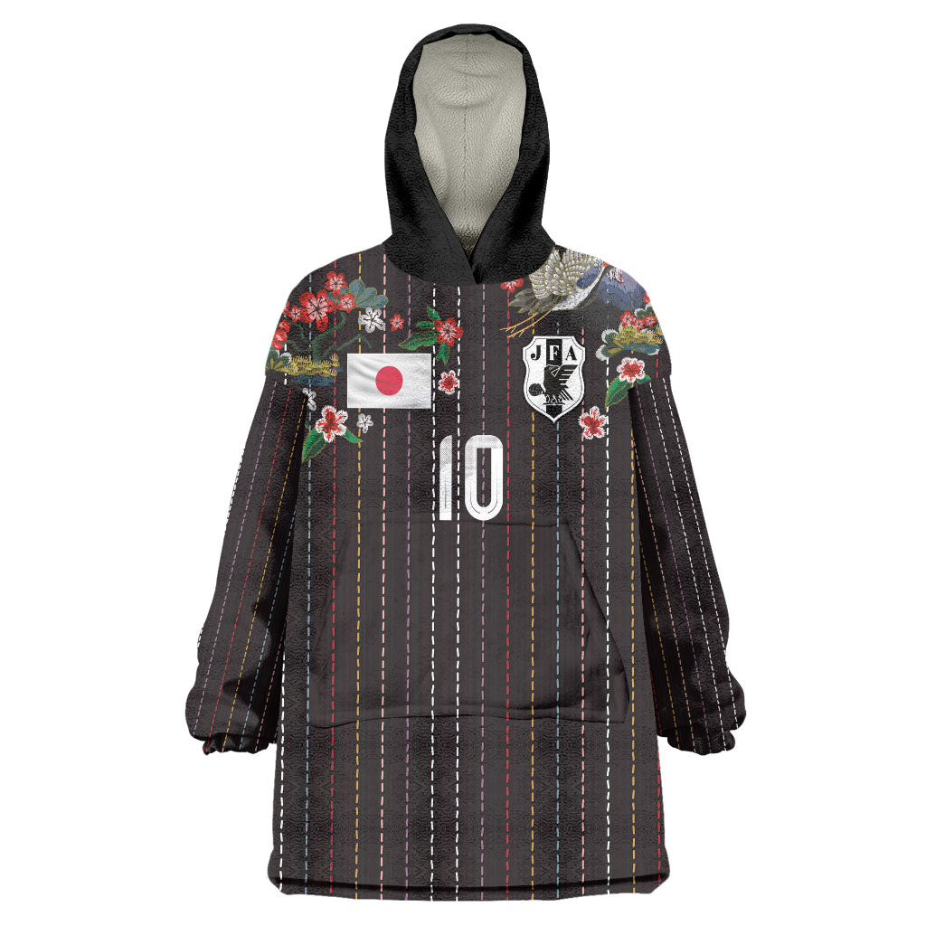 Japan Football Custom Wearable Blanket Hoodie Colors Beyond Horizon Sashiko Effect Black Version