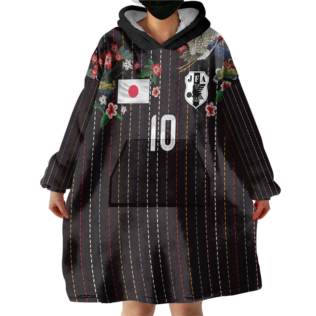 Japan Football Custom Wearable Blanket Hoodie Colors Beyond Horizon Sashiko Effect Black Version