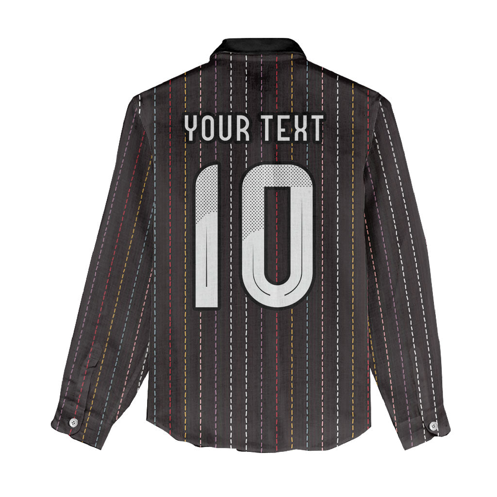 Japan Football Custom Women Casual Shirt Colors Beyond Horizon Sashiko Effect Black Version