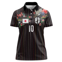 Japan Football Custom Women Polo Shirt Colors Beyond Horizon Sashiko Effect Black Version