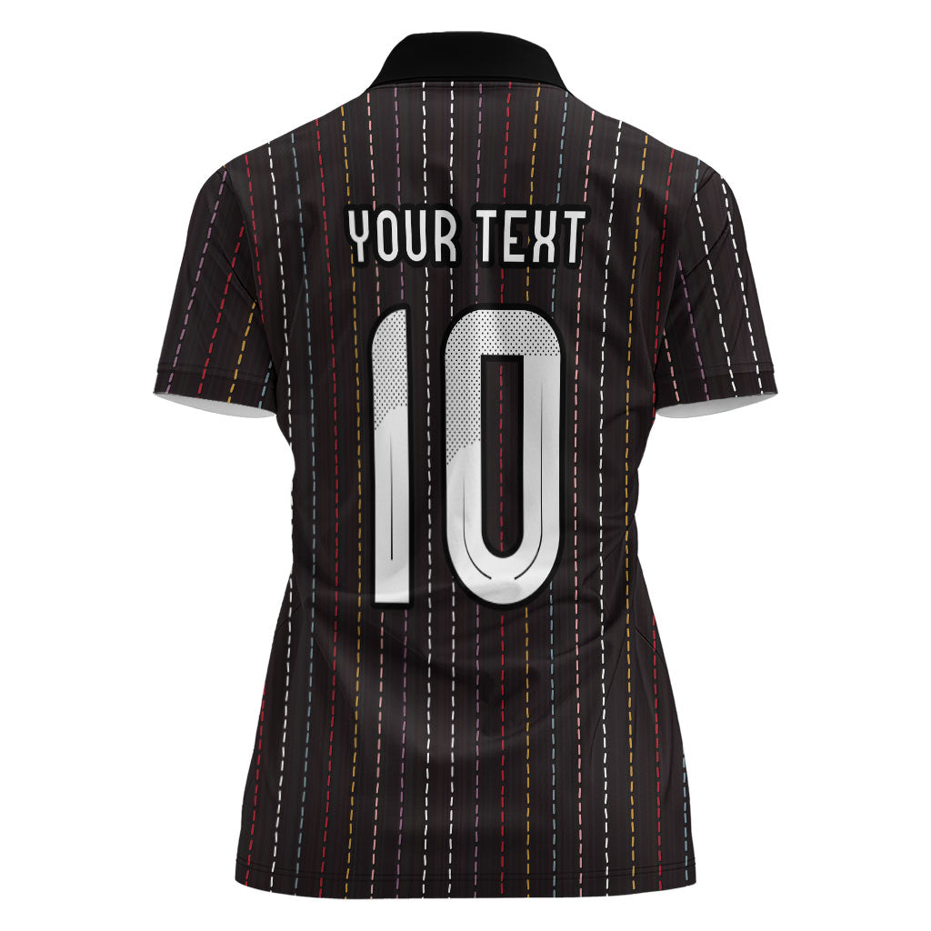 Japan Football Custom Women Polo Shirt Colors Beyond Horizon Sashiko Effect Black Version
