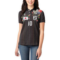 Japan Football Custom Women Polo Shirt Colors Beyond Horizon Sashiko Effect Black Version