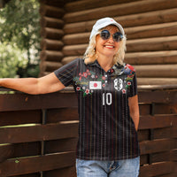 Japan Football Custom Women Polo Shirt Colors Beyond Horizon Sashiko Effect Black Version