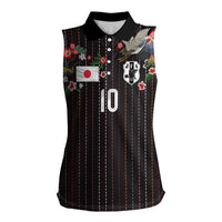 Japan Football Custom Women Sleeveless Polo Shirt Colors Beyond Horizon Sashiko Effect Black Version