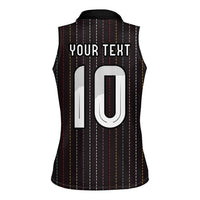 Japan Football Custom Women Sleeveless Polo Shirt Colors Beyond Horizon Sashiko Effect Black Version