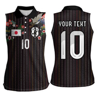 Japan Football Custom Women Sleeveless Polo Shirt Colors Beyond Horizon Sashiko Effect Black Version