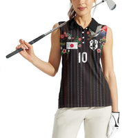 Japan Football Custom Women Sleeveless Polo Shirt Colors Beyond Horizon Sashiko Effect Black Version