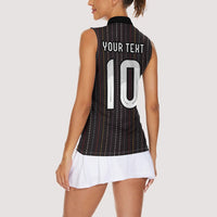 Japan Football Custom Women Sleeveless Polo Shirt Colors Beyond Horizon Sashiko Effect Black Version