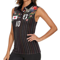 Japan Football Custom Women Sleeveless Polo Shirt Colors Beyond Horizon Sashiko Effect Black Version