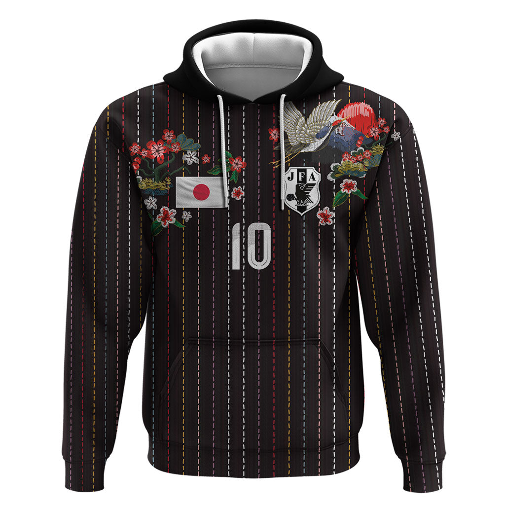 Japan Football Custom Zip Hoodie Colors Beyond Horizon Sashiko Effect Black Version