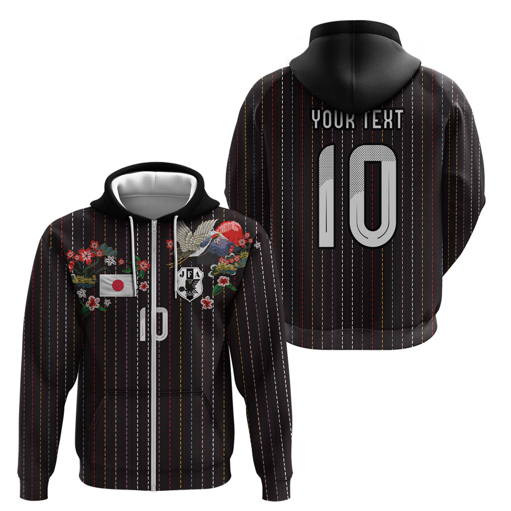 Japan Football Custom Zip Hoodie Colors Beyond Horizon Sashiko Effect Black Version