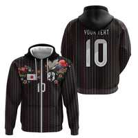 Japan Football Custom Zip Hoodie Colors Beyond Horizon Sashiko Effect Black Version