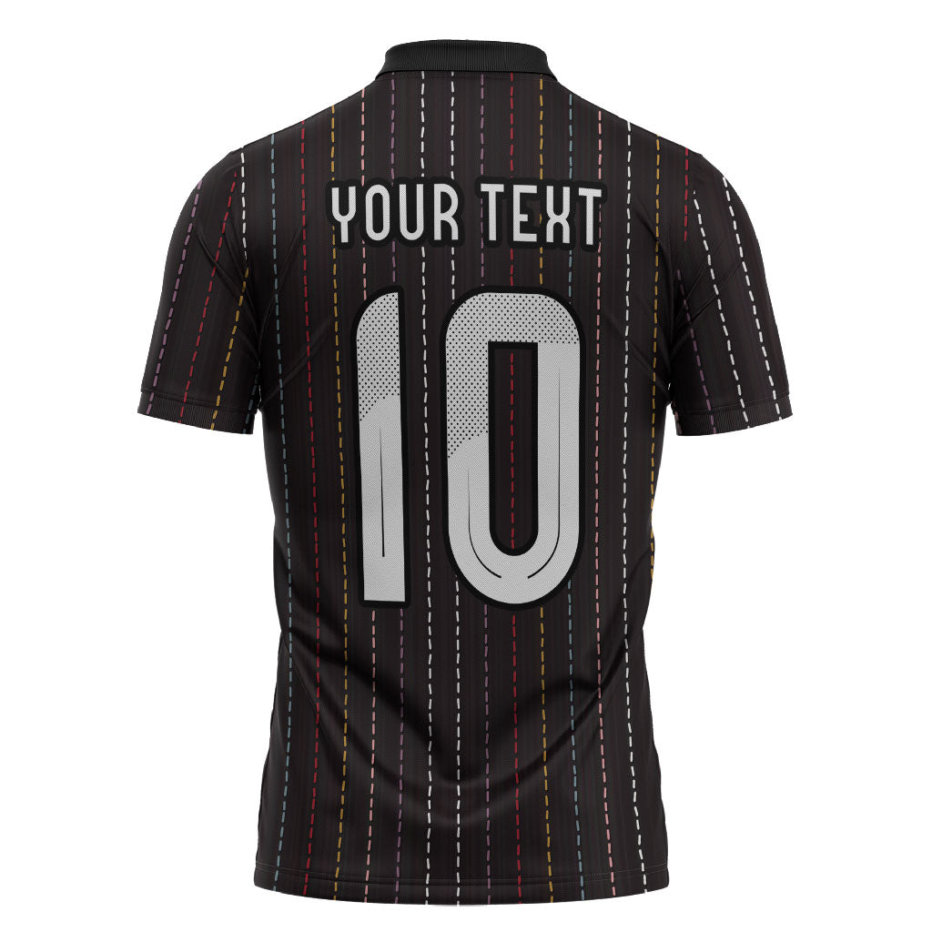 Japan Football Custom Zipper Polo Shirt Colors Beyond Horizon Sashiko Effect Black Version